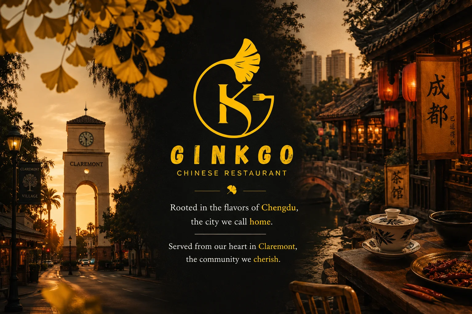 Charming Chinese restaurant exterior in Claremont