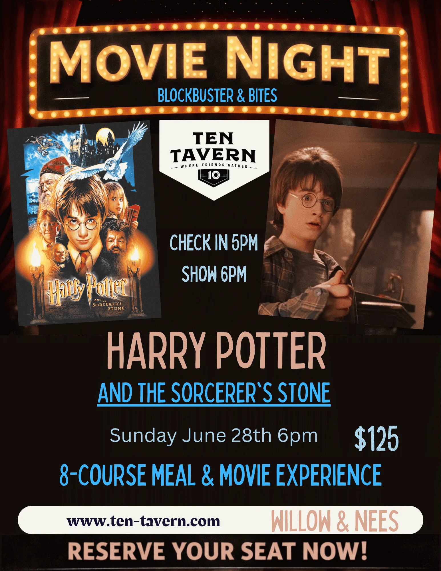 Harry Potter themed restaurant decor with magical elements.