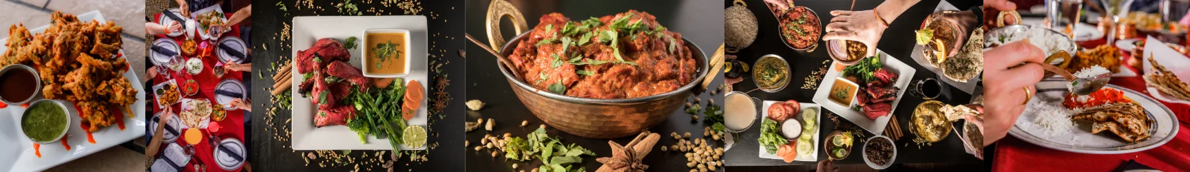 A banner showcasing catering options from Mint Indian Restaurant in Denver, featuring a delicious variety of appetizers, tandoori kebabs, and signature curries for any special event.