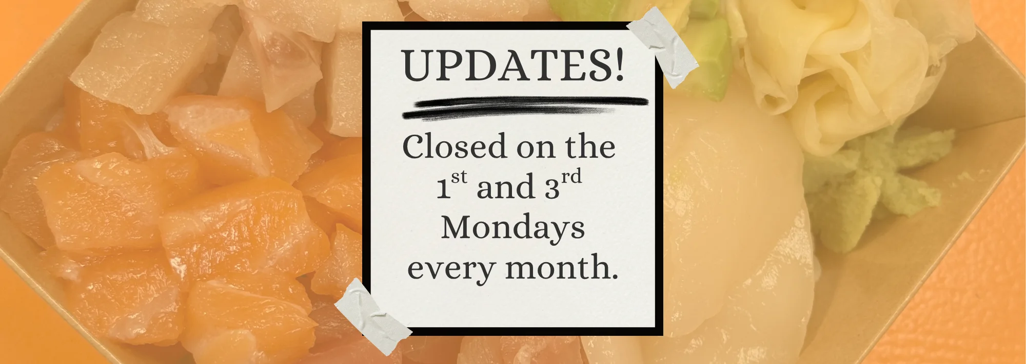 Announcement of restaurant closure for July 4th, 5th, and 6th