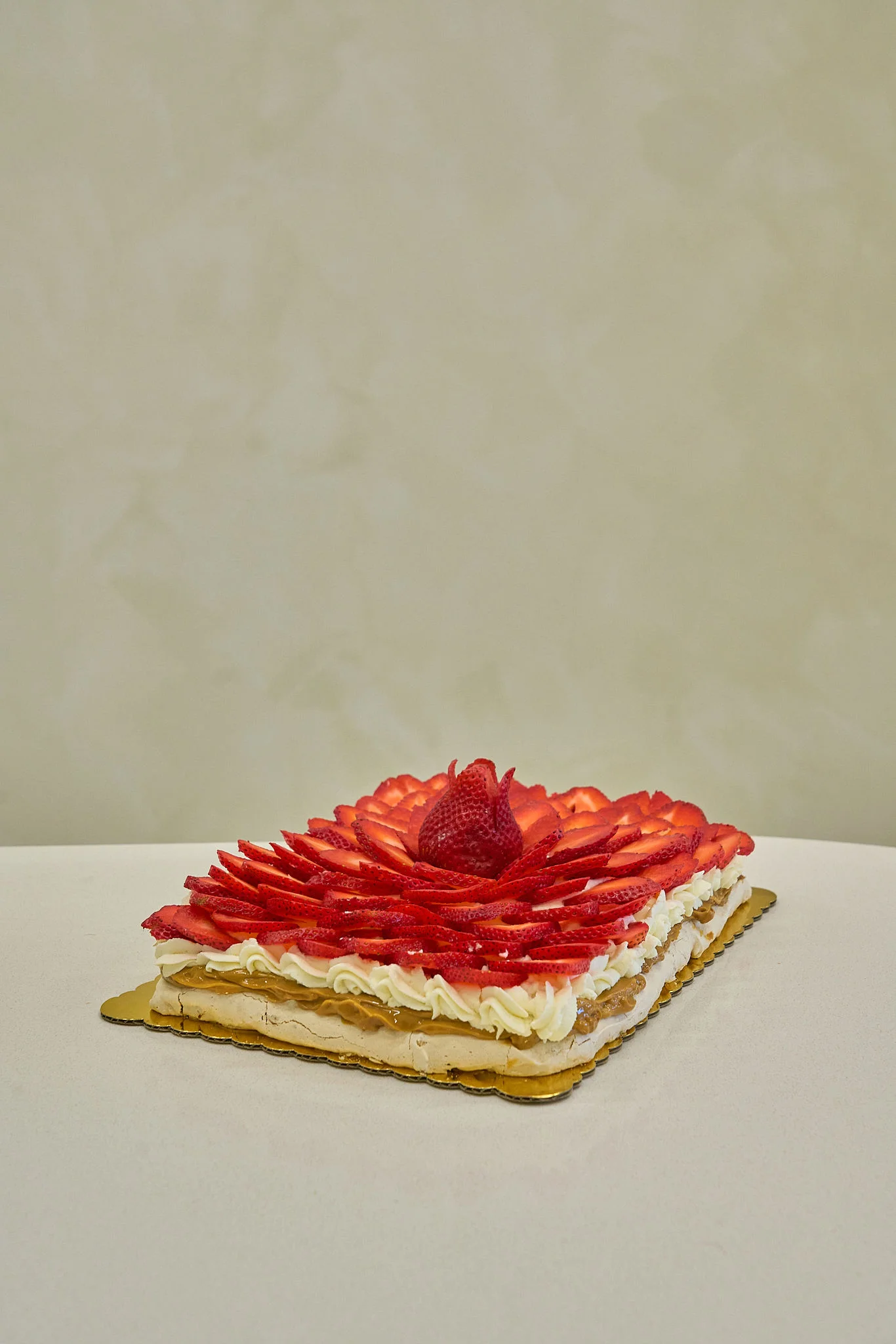 Strawberry shortcake with whipped cream and fresh strawberries