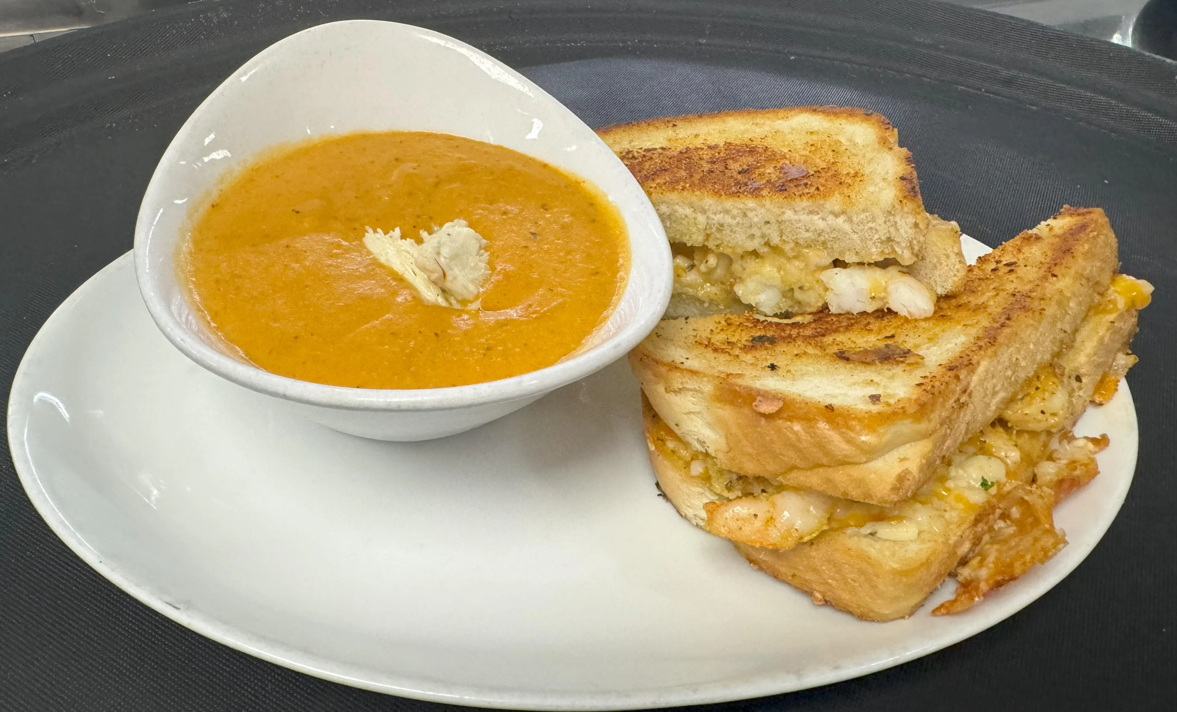 Katie's Shrimp Grilled Cheese & Cup of Butternut Crab Butter Bisque