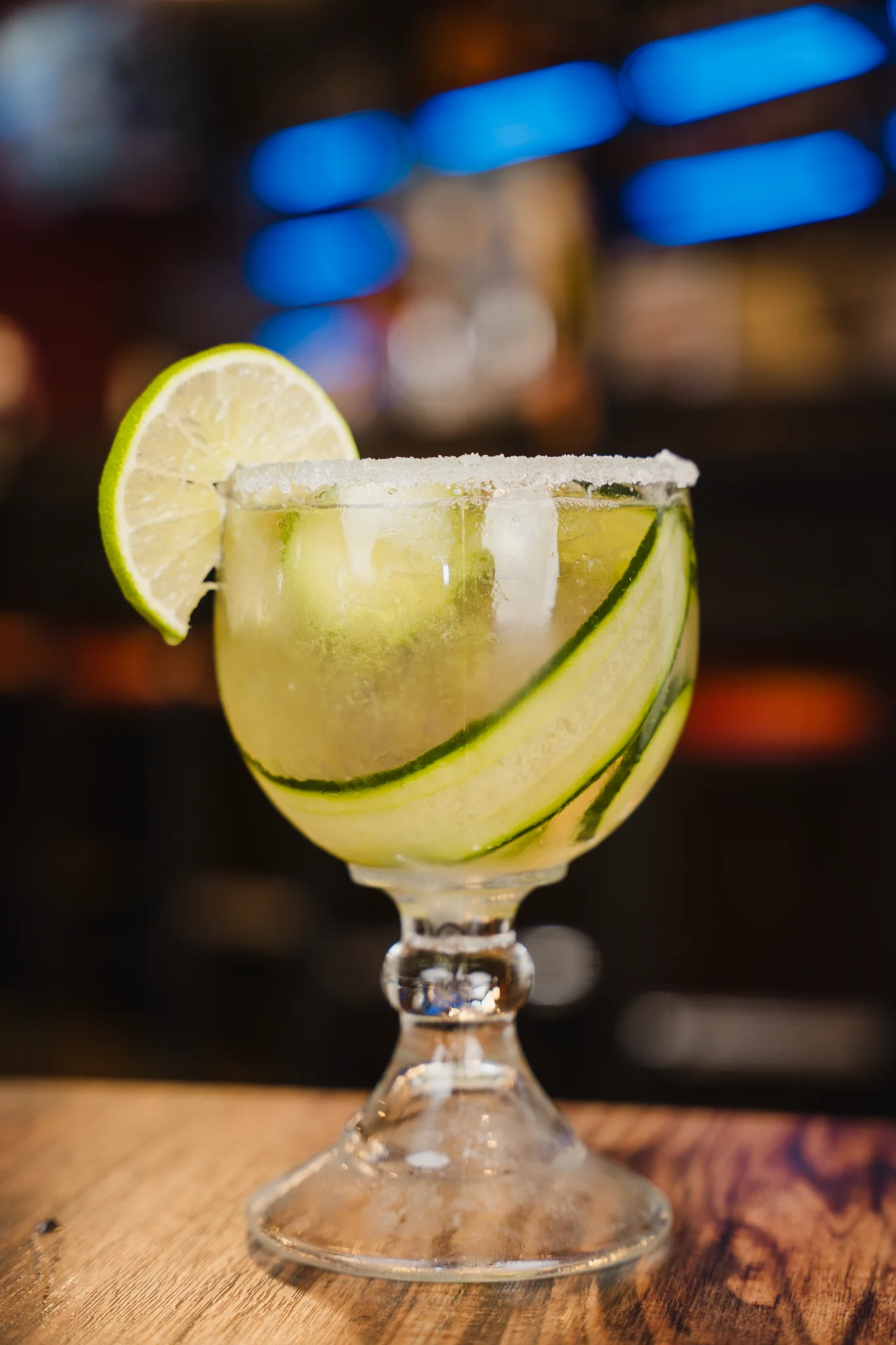 Refreshing margarita cocktail with lime and cucumber