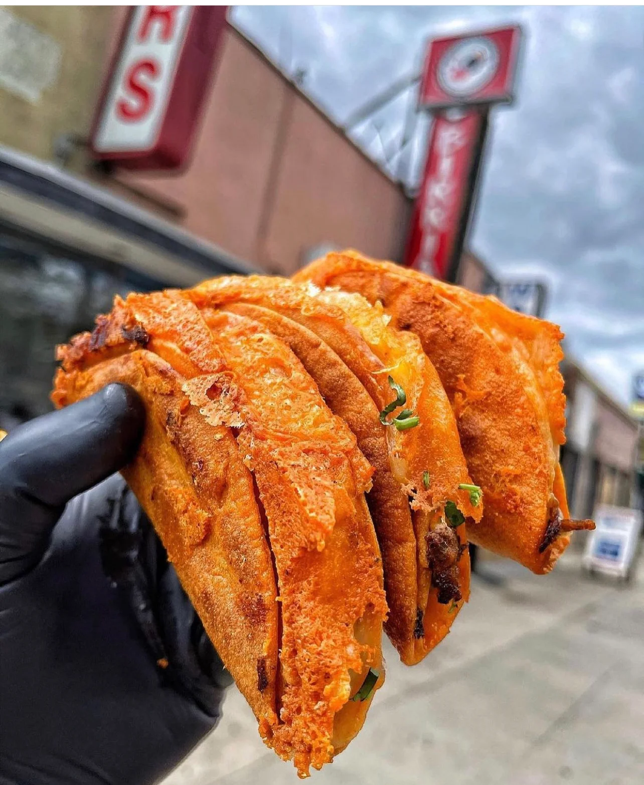 Three Crunchy Birria Tacos