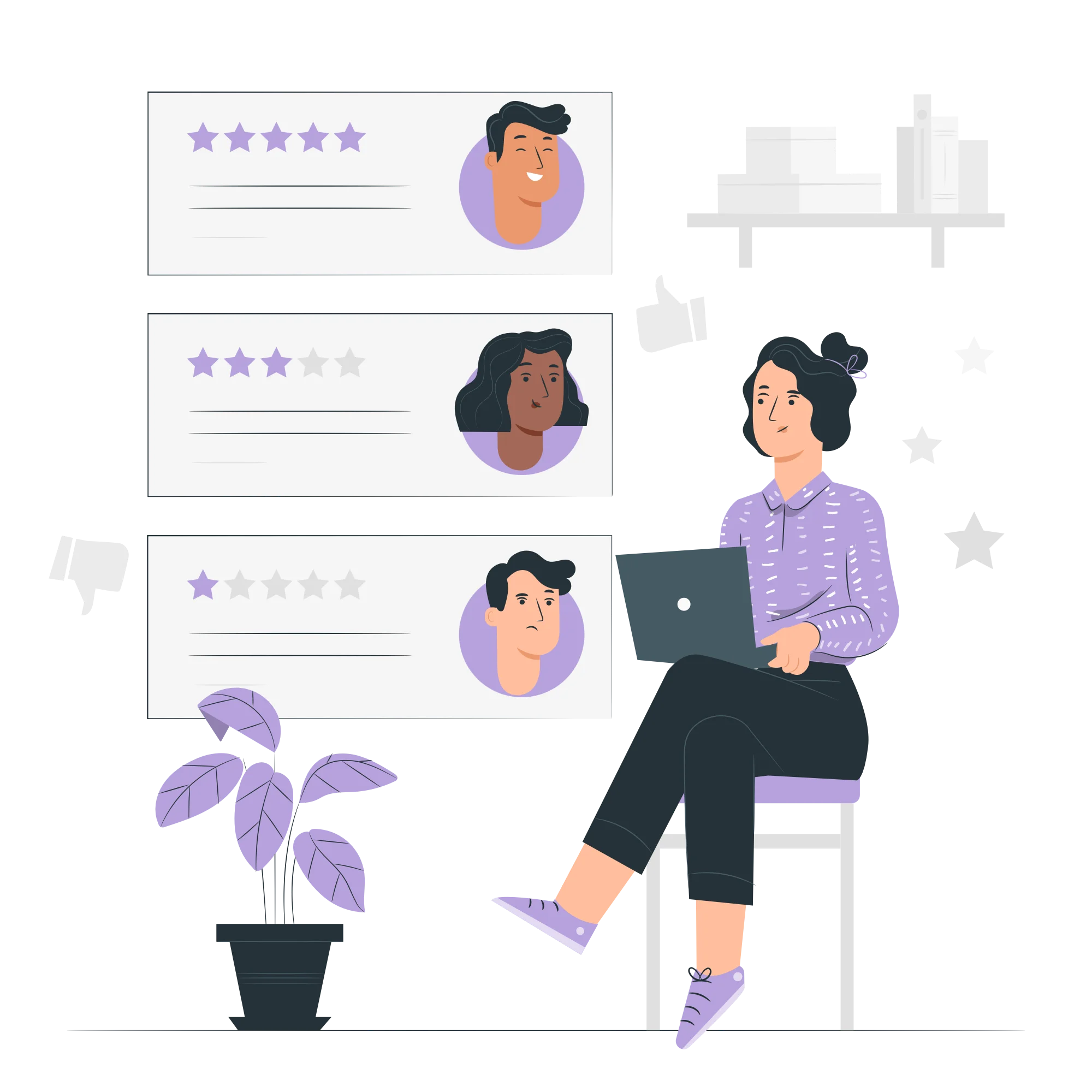 Person reviewing restaurant feedback on a laptop
