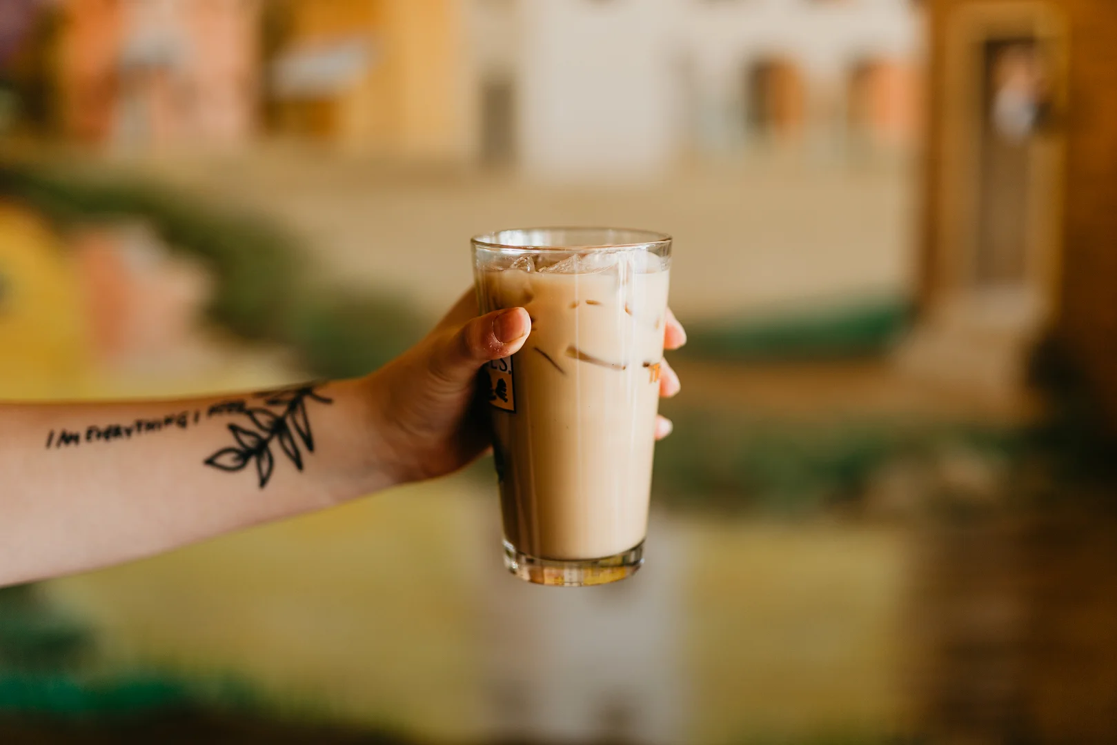 Iced coffee drink served in a tall glass