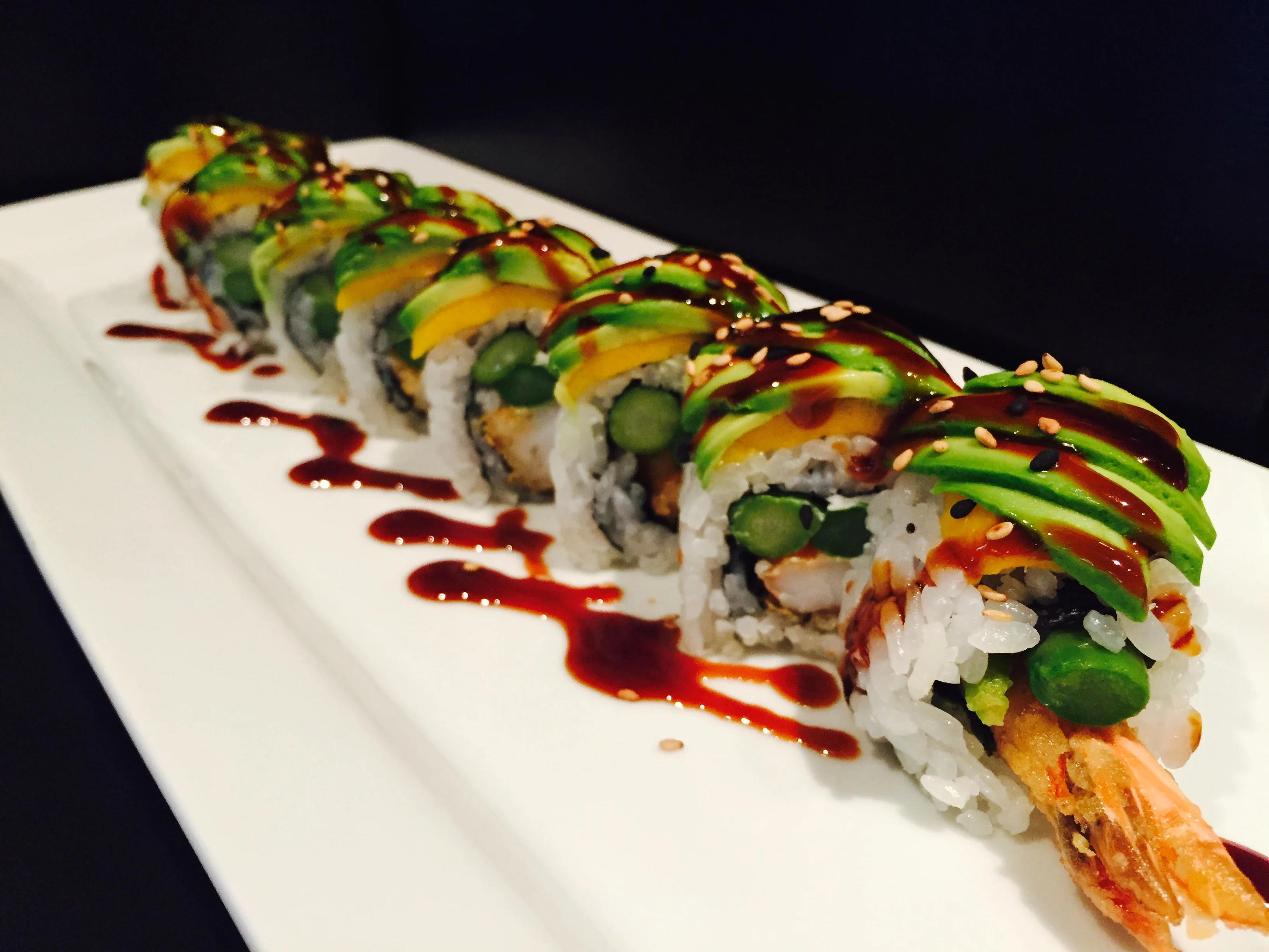 Delicious Central Park Roll sushi with fresh ingredients and vibrant colors.