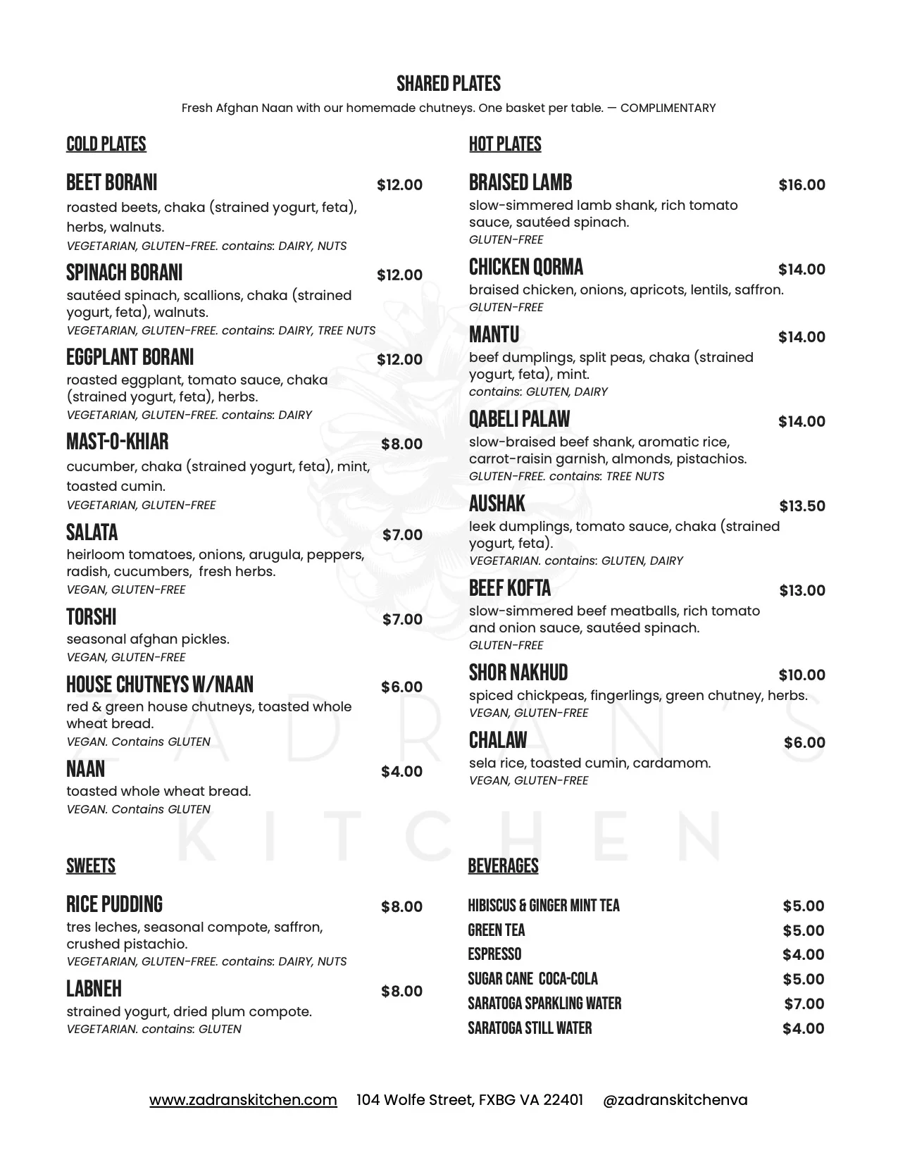 menu
