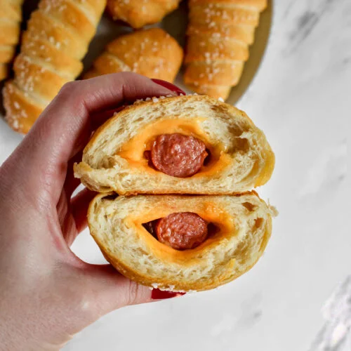 Cheesy sausage croissant roll, a savory pastry delight