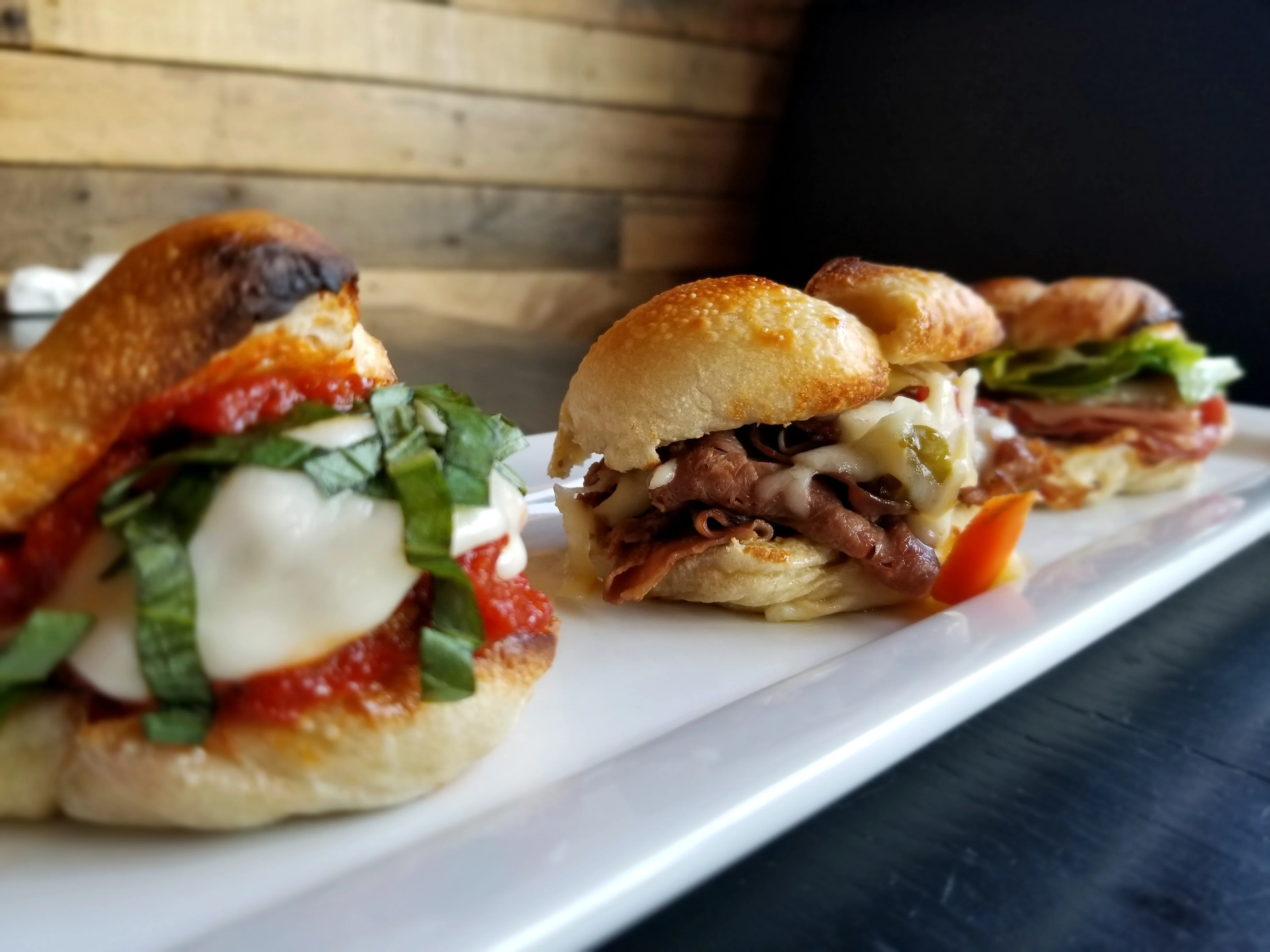 A row of burgers