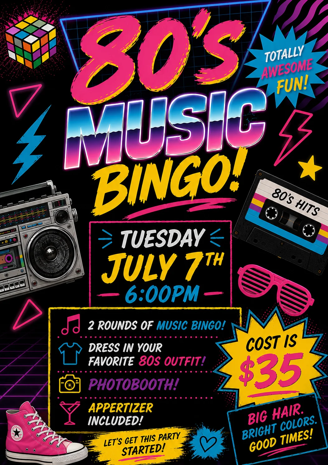 80s Music Bingo