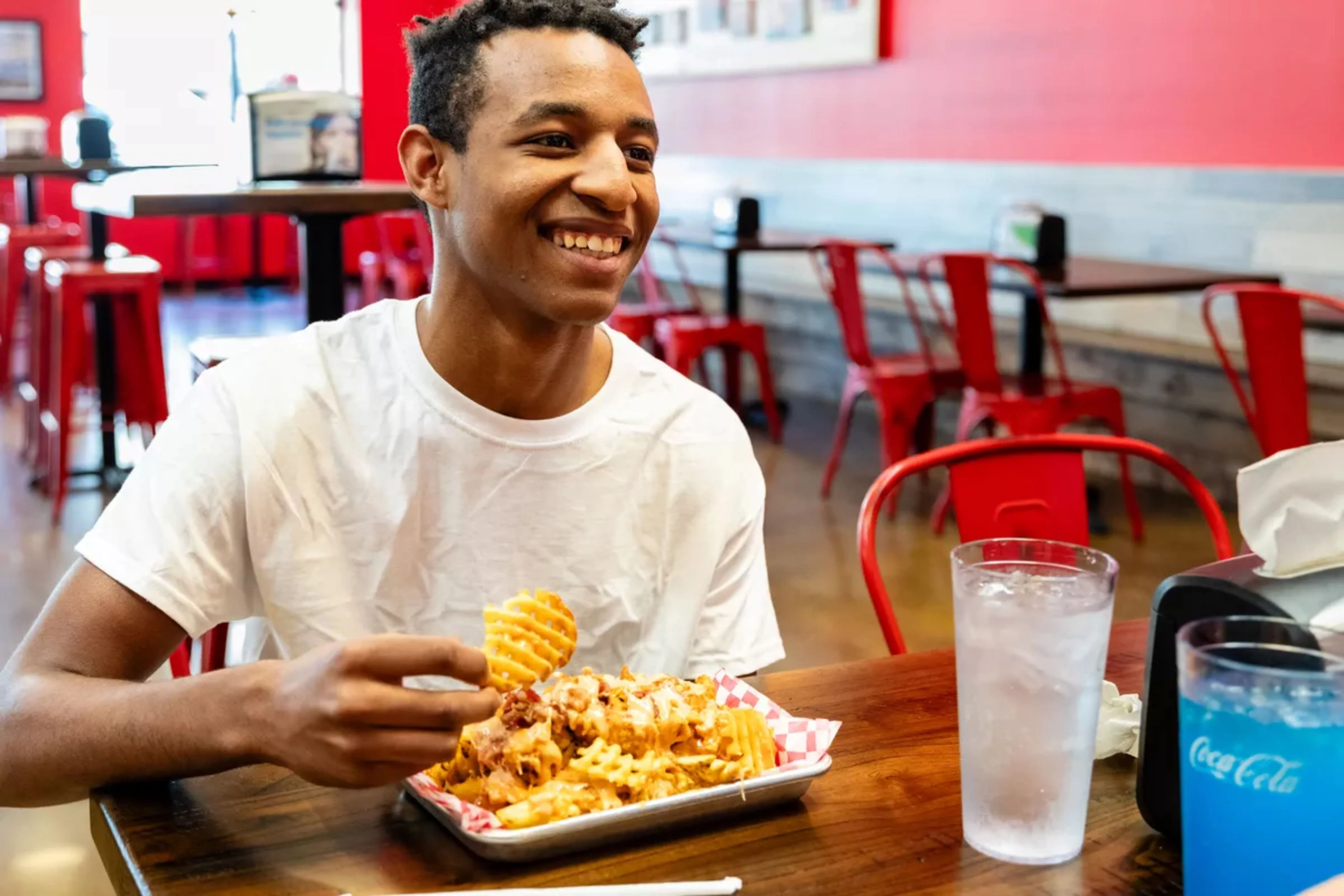 Customer enjoying meal