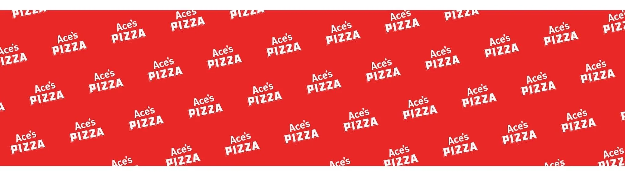 Ace's Pizza logo on a vibrant red background