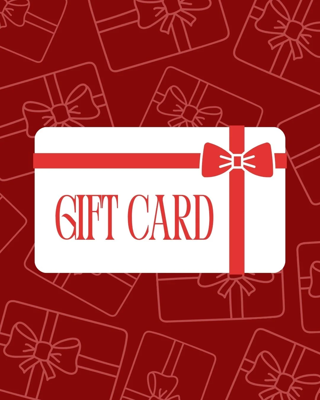 Gift card design with festive bow and red background