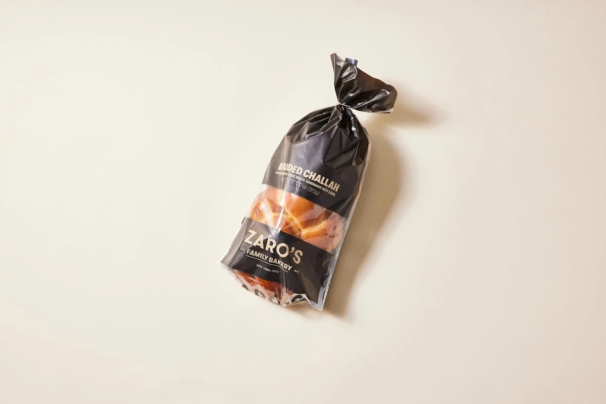Packaged braided challah bread from Zaro's Family Bakery