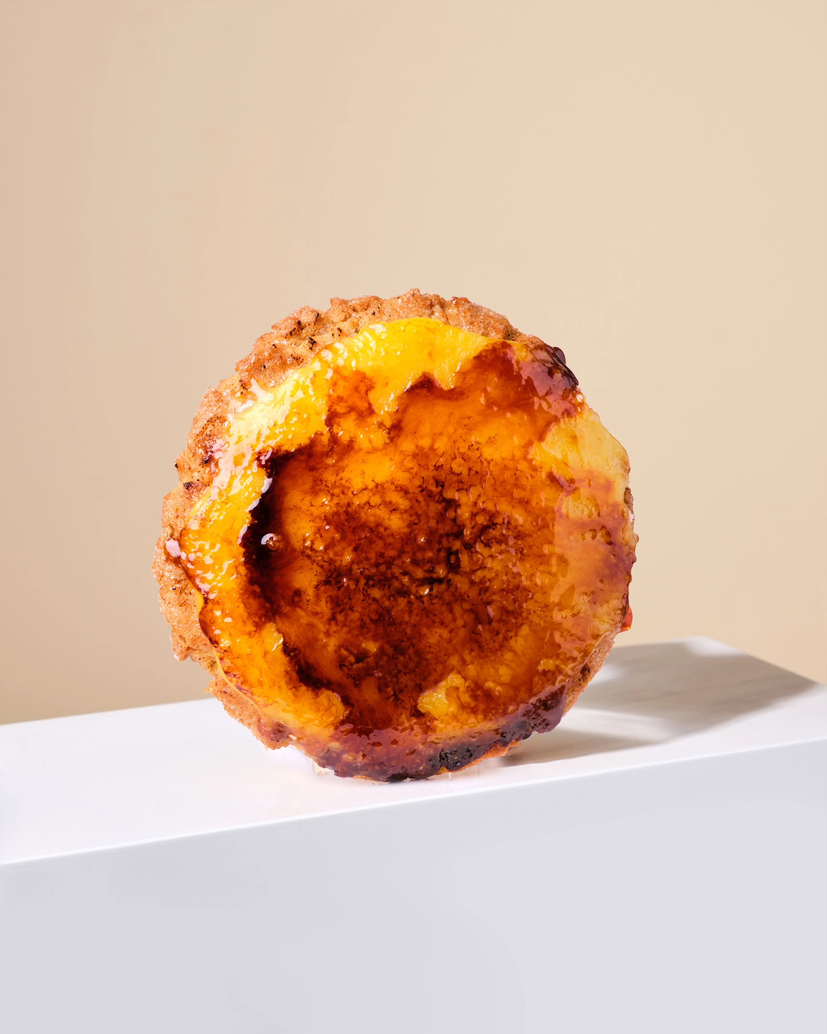 Classic French crème brûlée with caramelized sugar crust