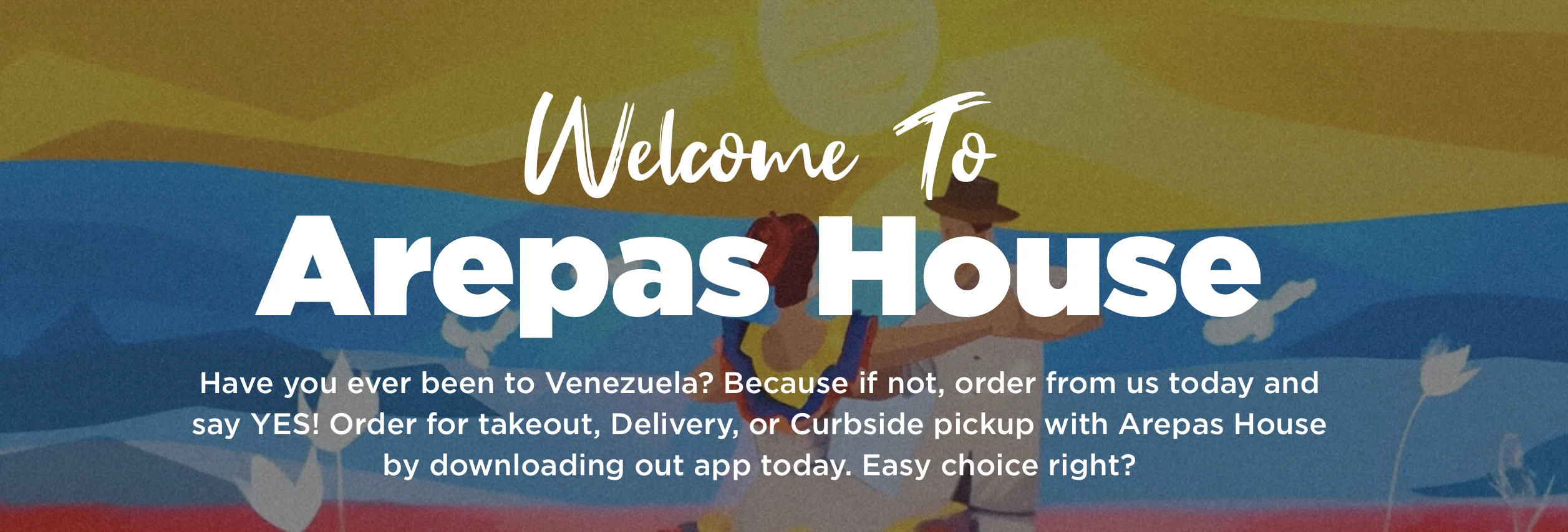 Venezuelan arepas served in a vibrant restaurant setting