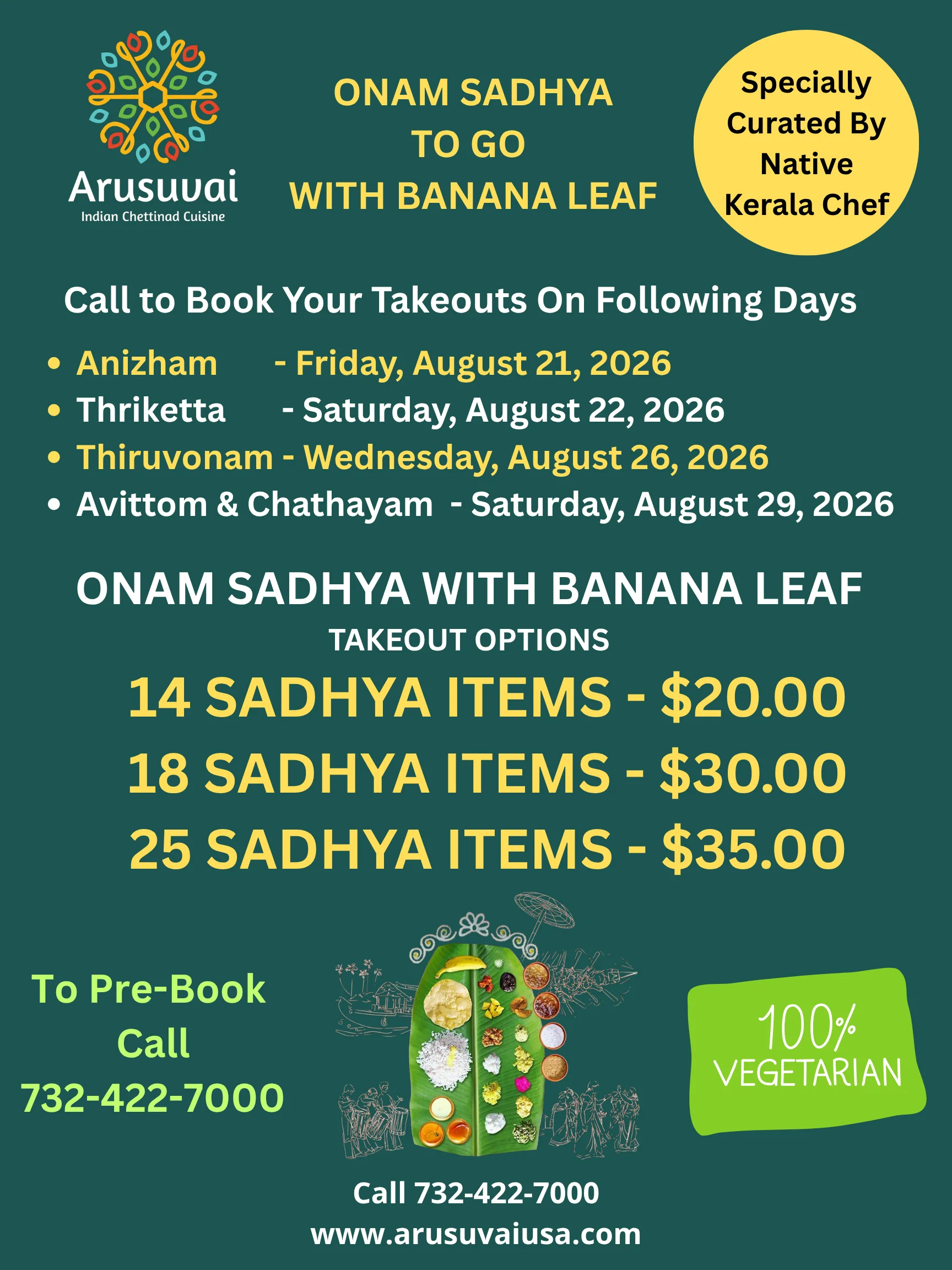 Onam Sadhya served on a banana leaf, showcasing traditional Kerala cuisine