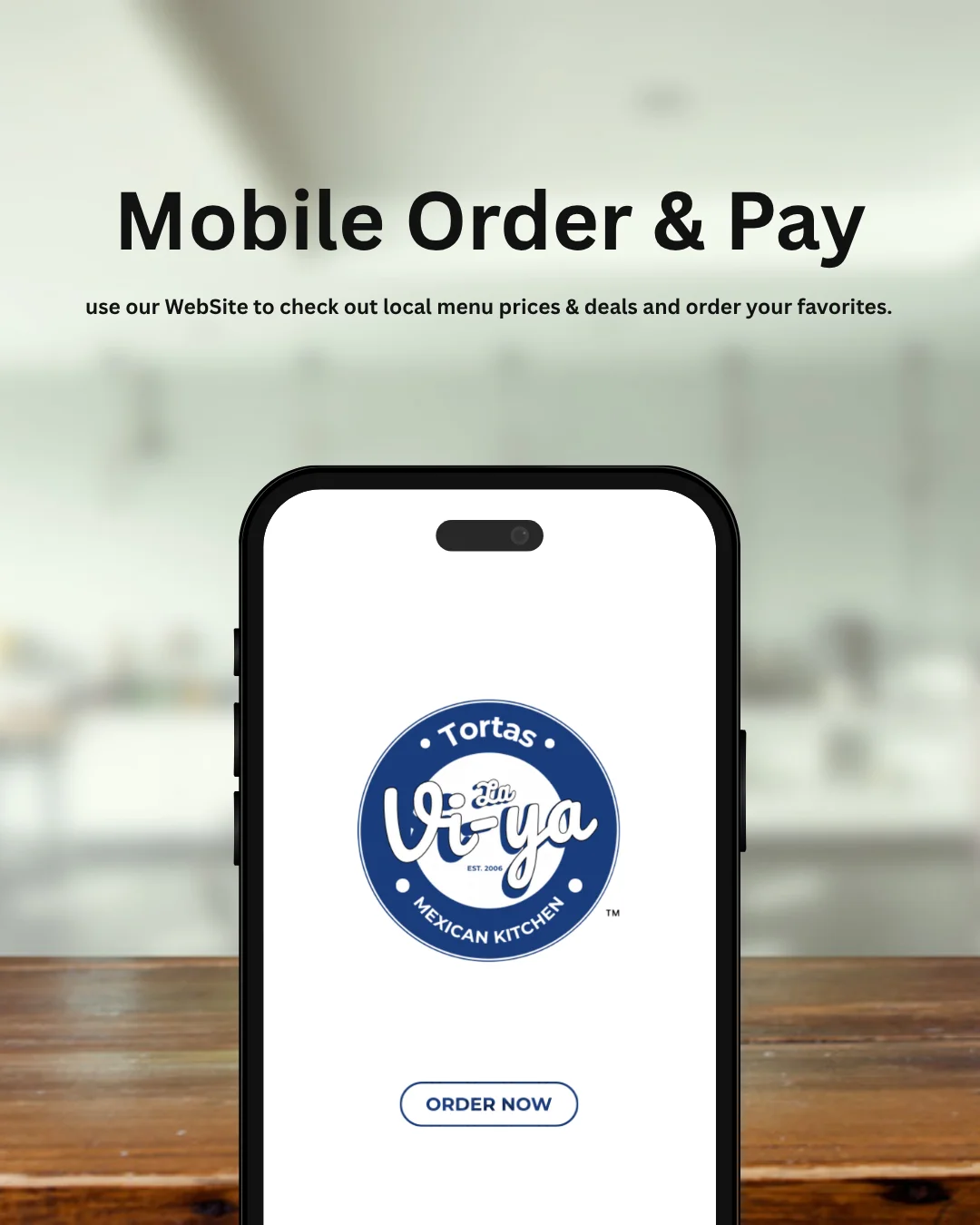 Mobile ordering interface for a Mexican kitchen restaurant