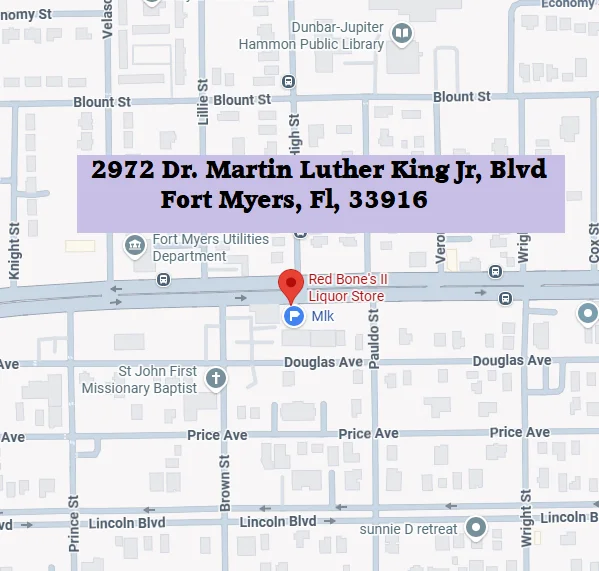 Map showing location of Red Bone's II Liquor Store in Fort Myers, FL