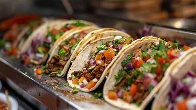 Delicious street tacos with seasoned meat and fresh toppings
