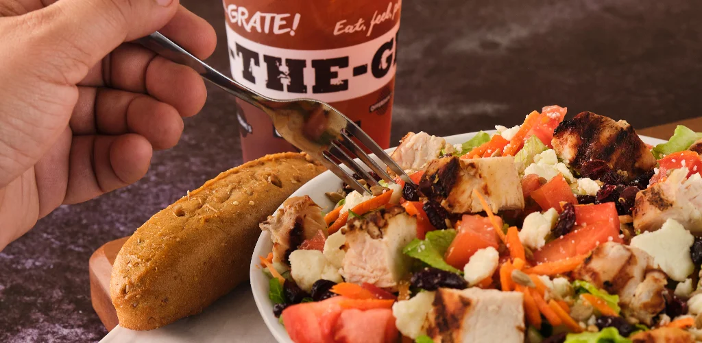 Grilled chicken salad with fresh vegetables