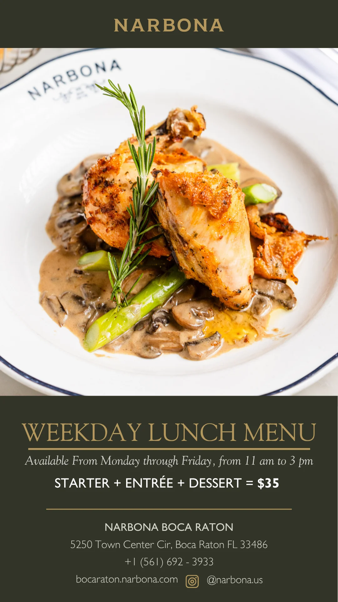 Herb-roasted chicken with creamy mushroom sauce