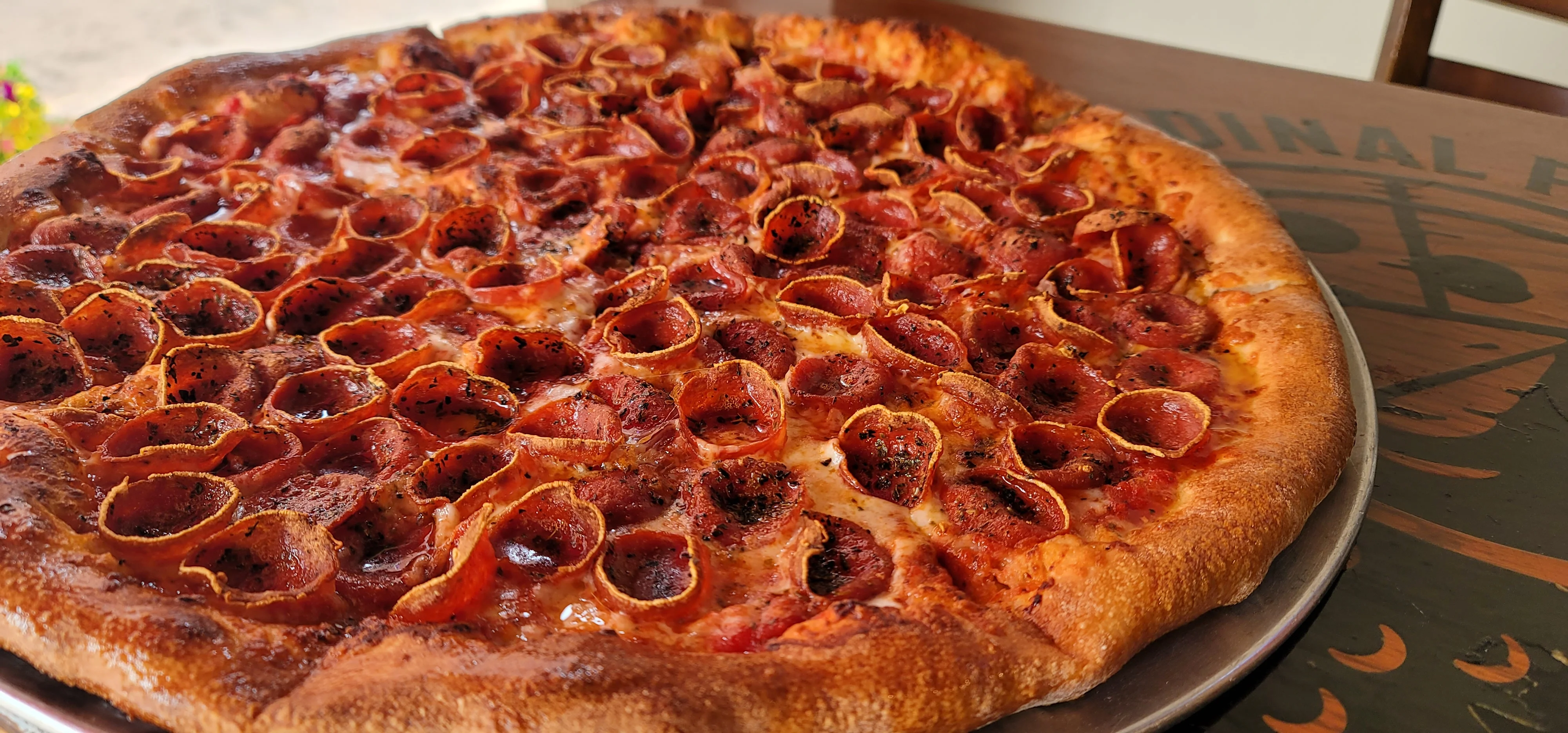 Pepperoni pizza with crispy edges and melted cheese