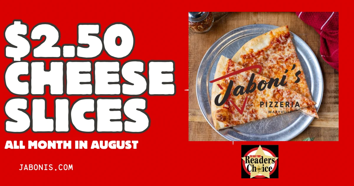 Celebratory pizza slice for July 4th at Jaboni's Pizzeria