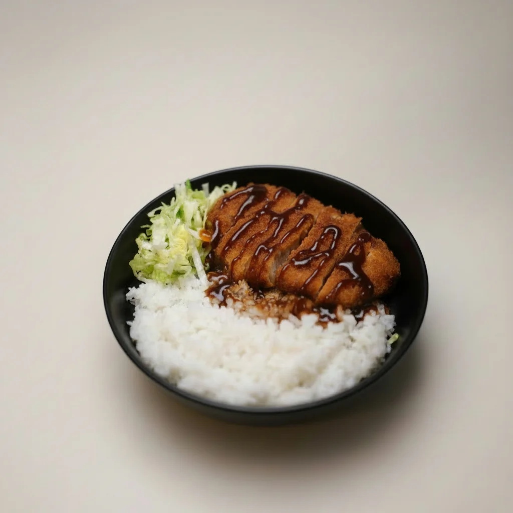 Japanese katsu curry rice with shredded cabbage