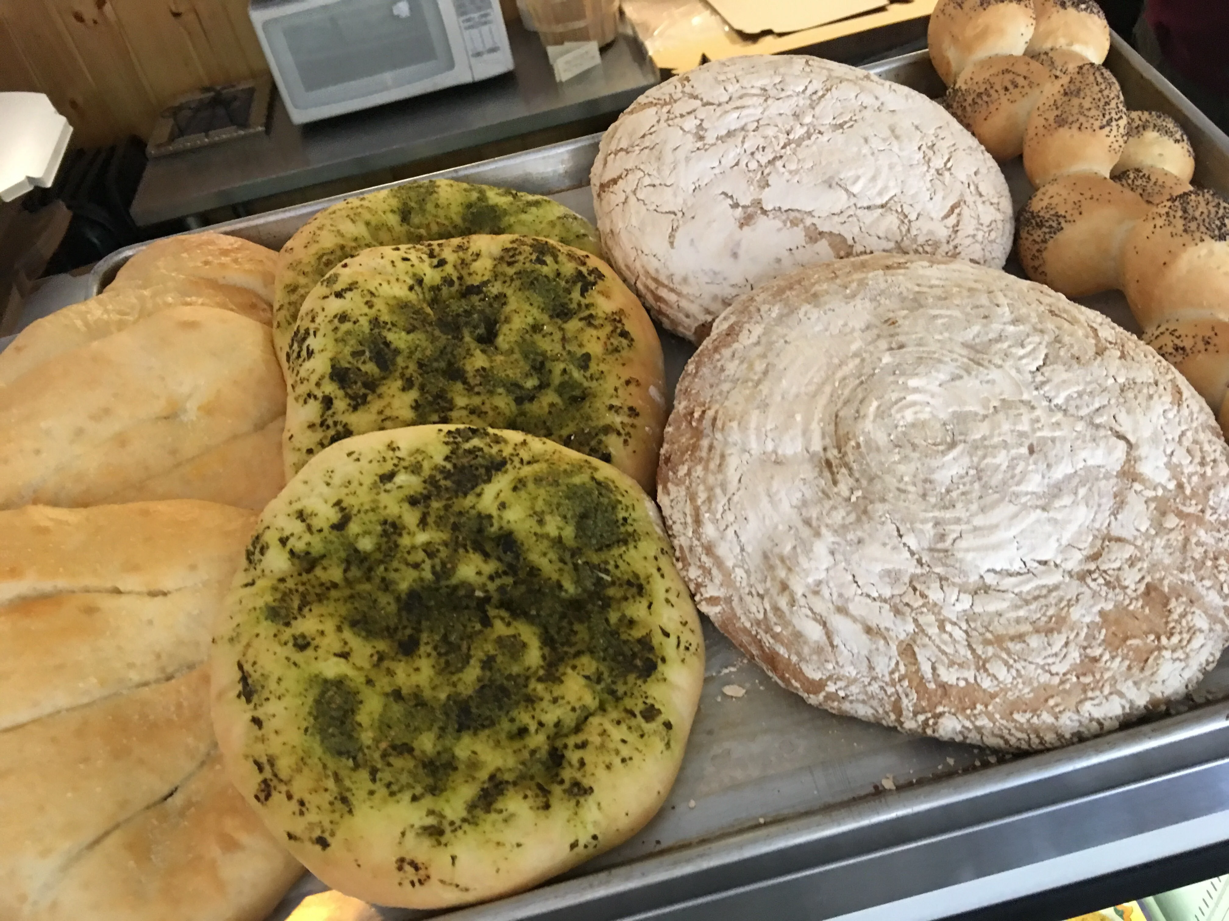 Freshly baked Middle Eastern flatbreads and loaves