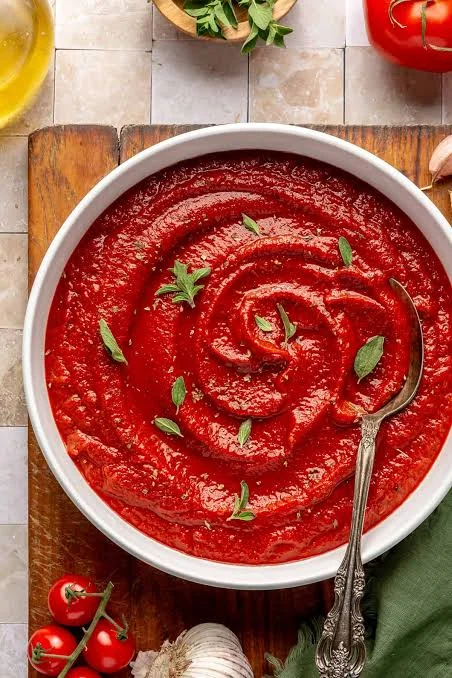 Rich tomato sauce in a bowl, perfect for Italian dishes