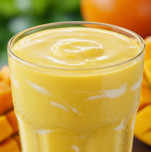 Refreshing mango smoothie in a glass