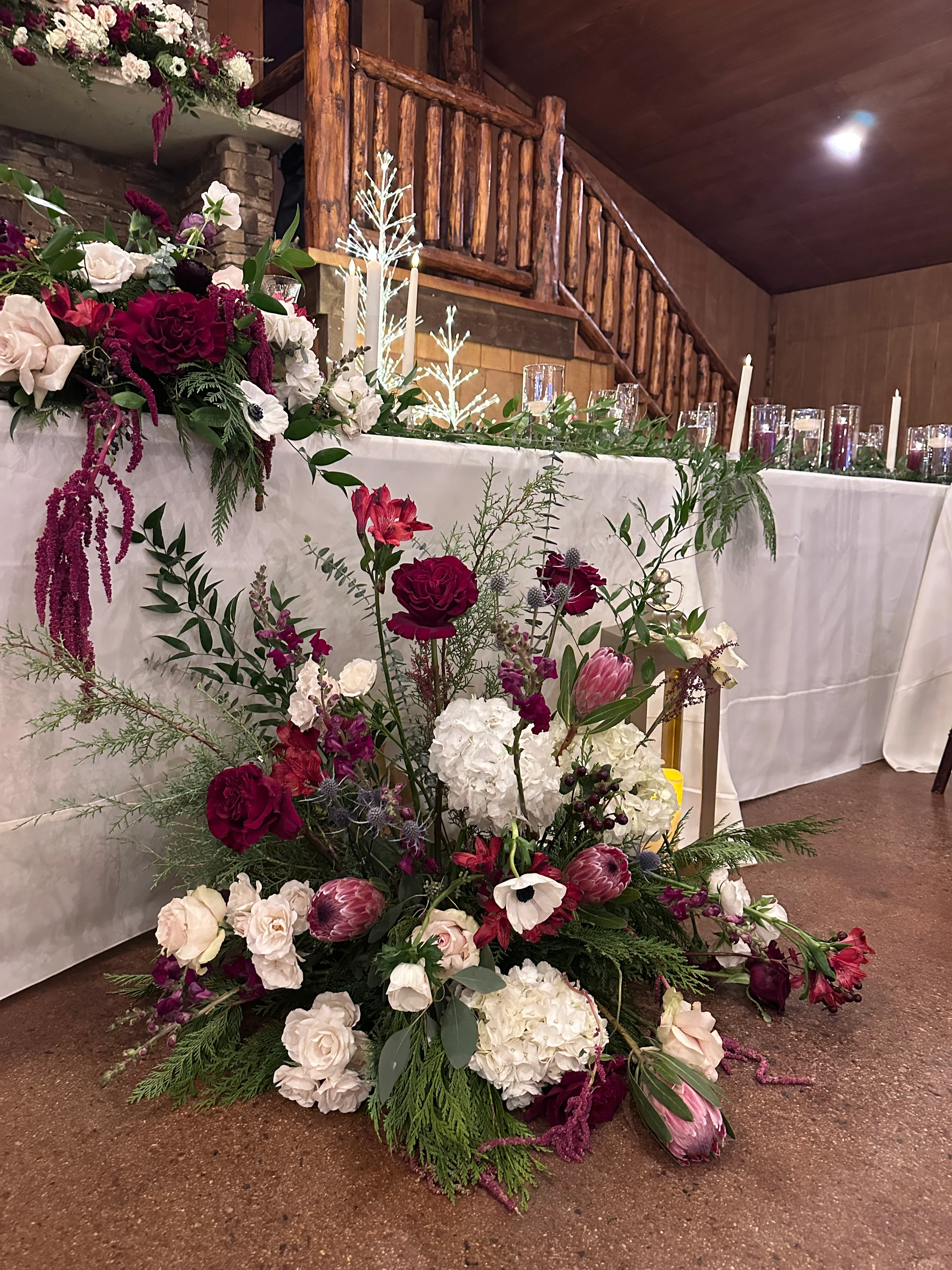 Elegant floral arrangement for a wedding reception