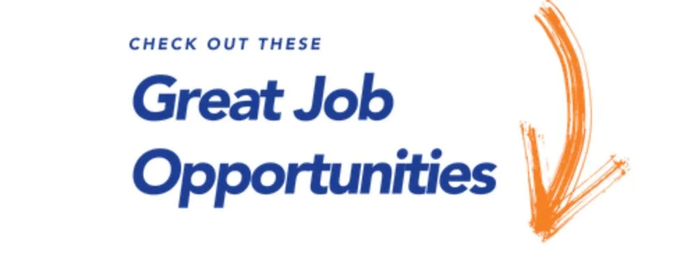 Graphic promoting job opportunities with an arrow