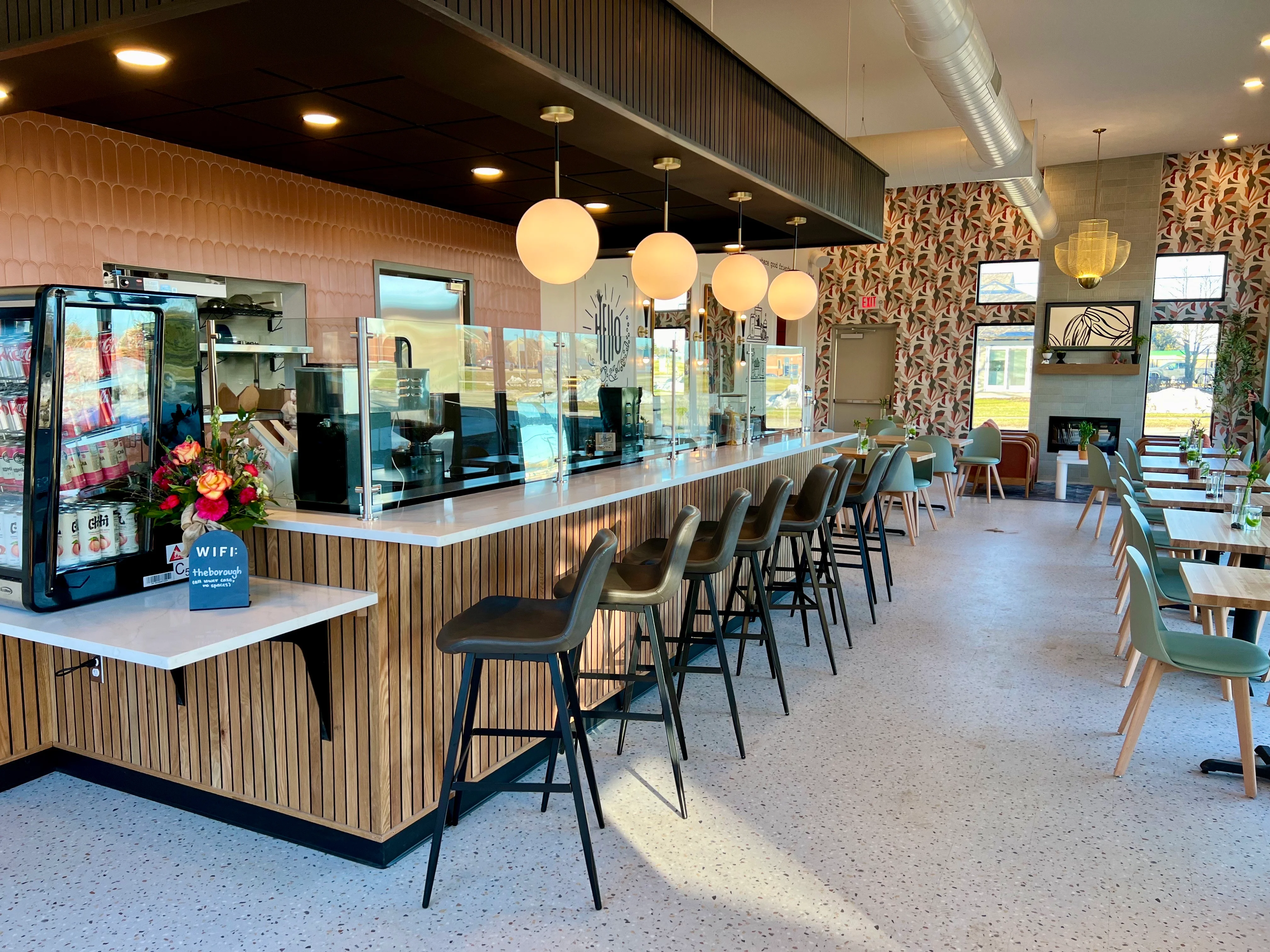 Modern restaurant interior with stylish decor and seating