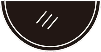 Stylized logo design featuring a half-circle shape