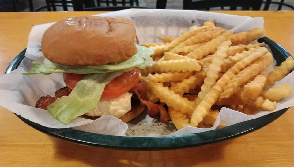Classic American cheeseburger with crispy fries