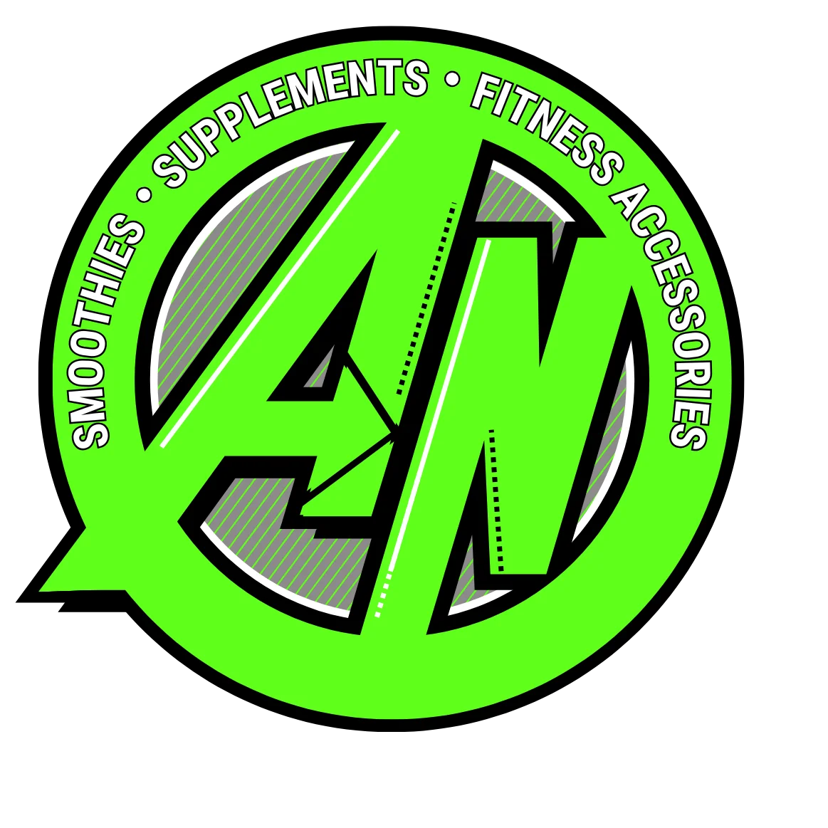 Logo for a fitness brand offering smoothies and supplements