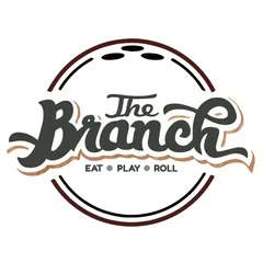 Logo of The Branch restaurant featuring eat, play, roll theme