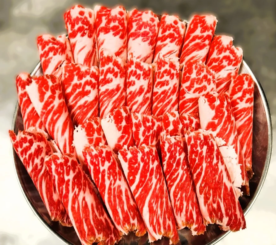 Thinly sliced marbled beef for Japanese shabu-shabu