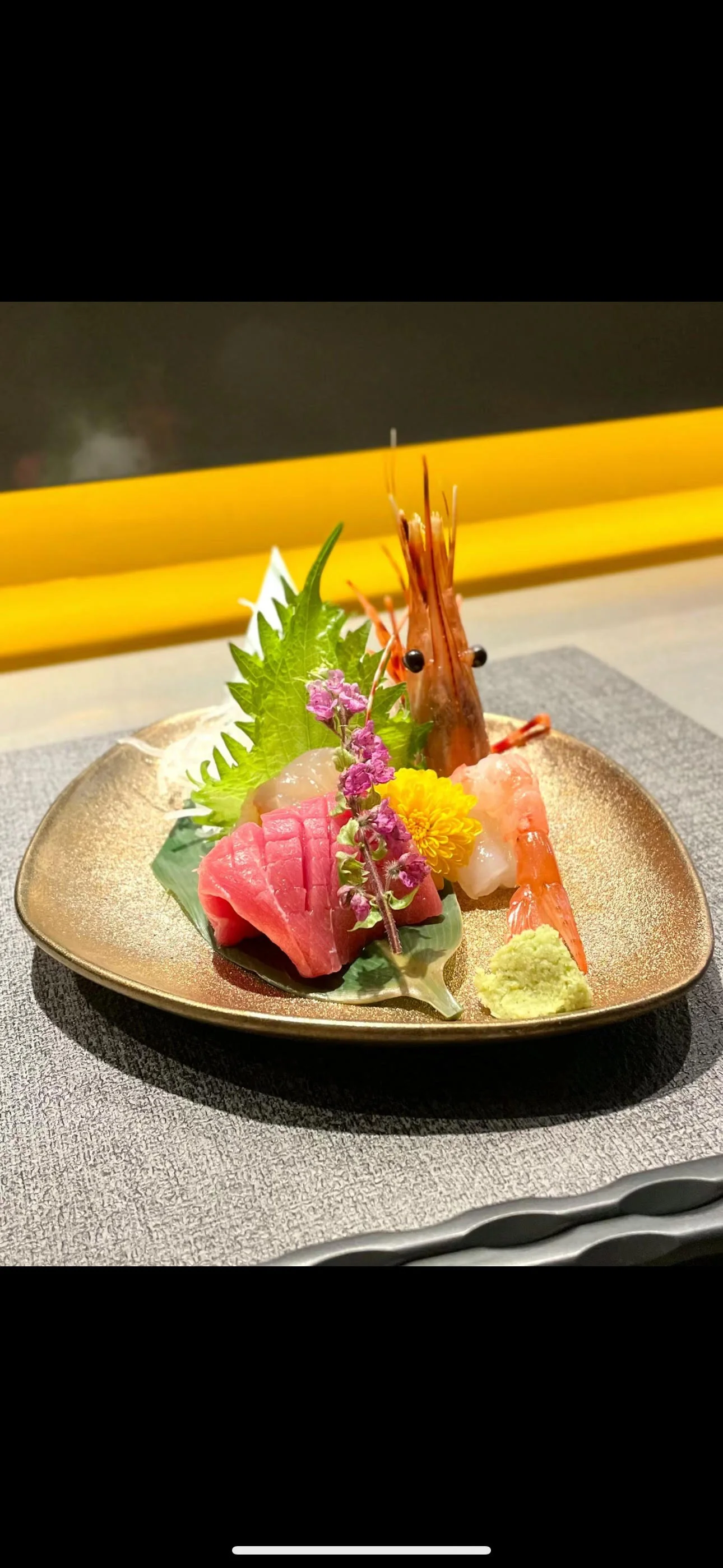 Japanese sashimi platter with fresh seafood