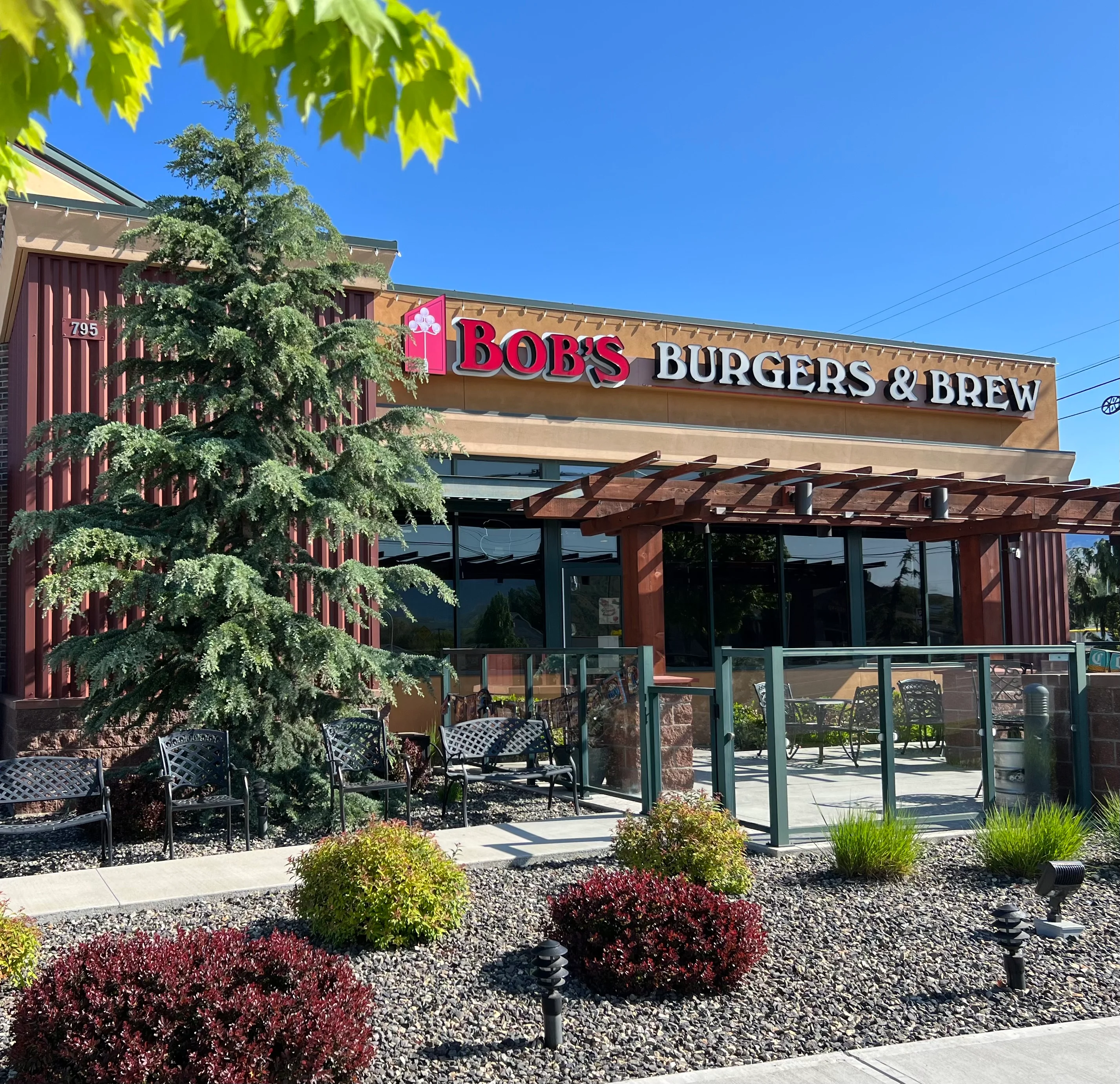 Exterior view of Bob's Burgers & Brew restaurant