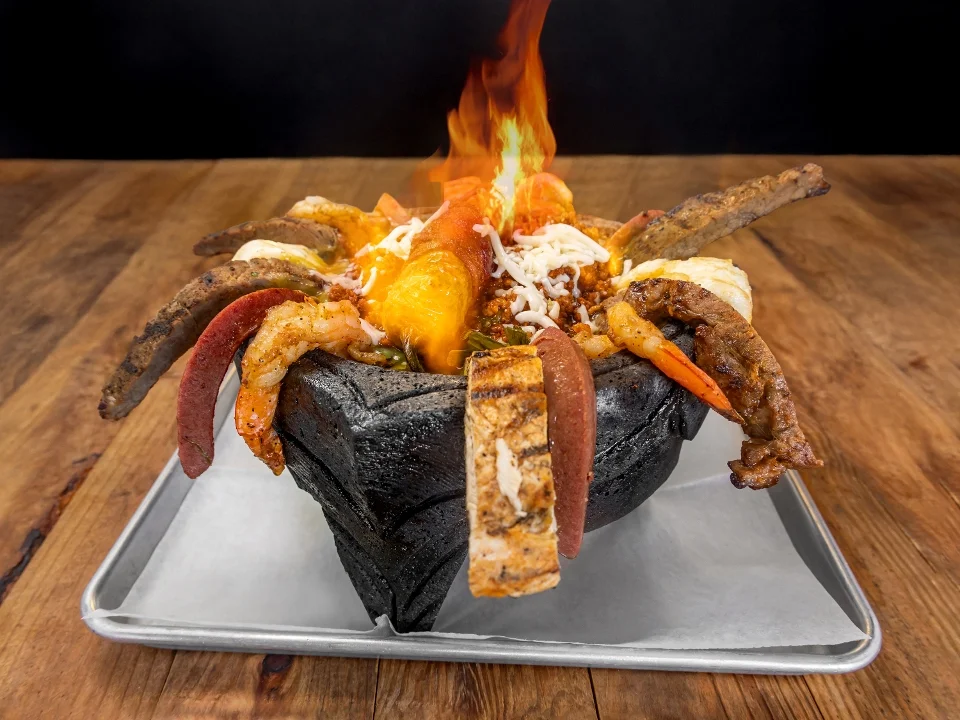 Bueno's Flaming Molcajete