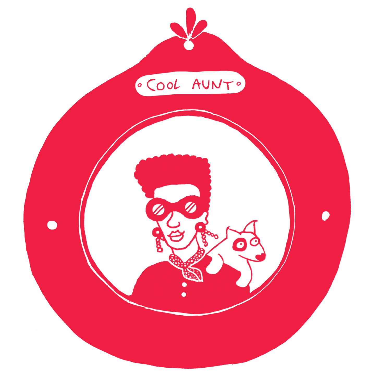 Stylized logo of a restaurant with a red background