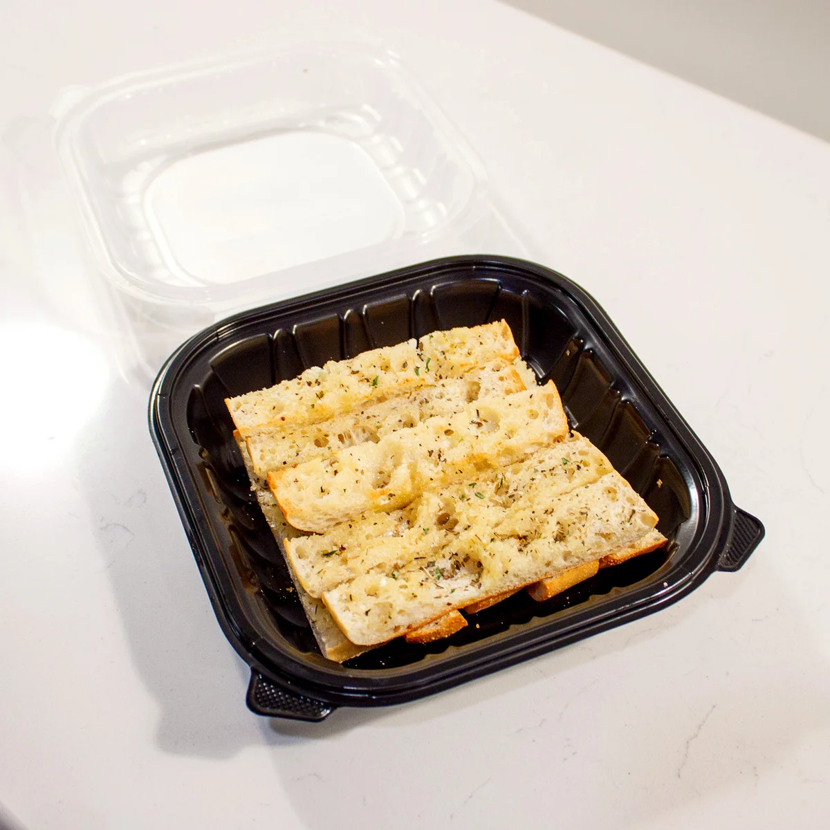 Garlic focaccia breadsticks catering tray