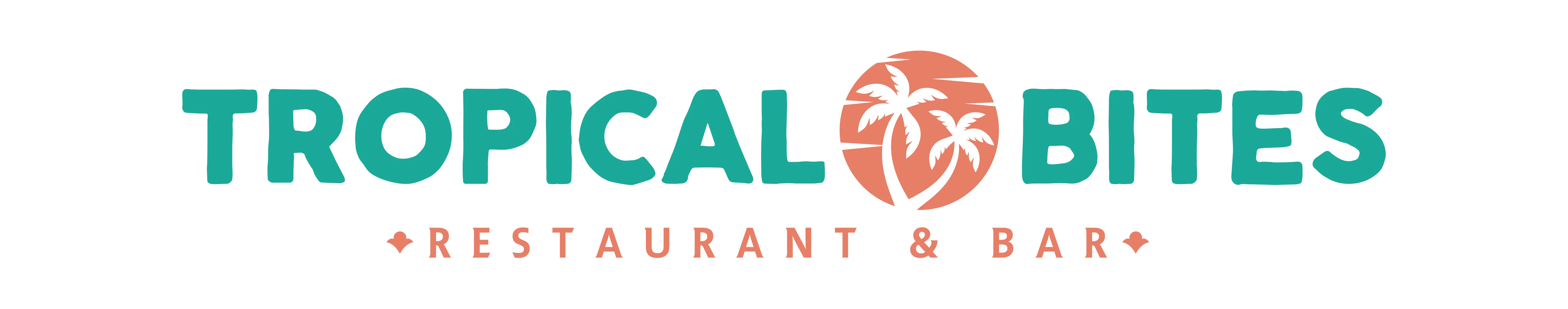 Logo of Tropical Bites restaurant and bar with palm tree design