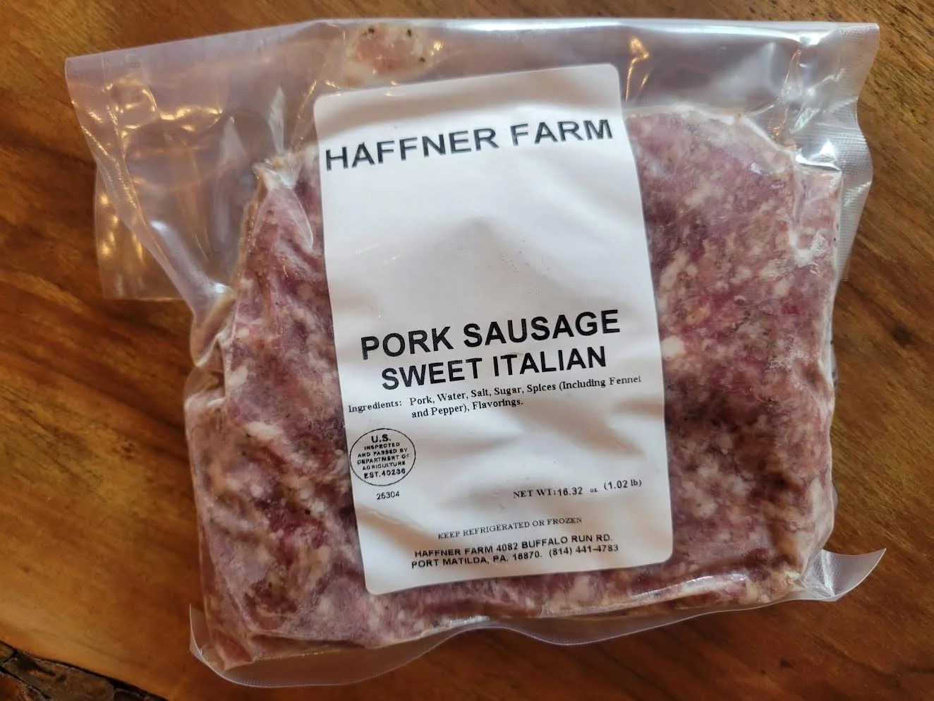Sweet Italian pork sausage from Haffner Farm
