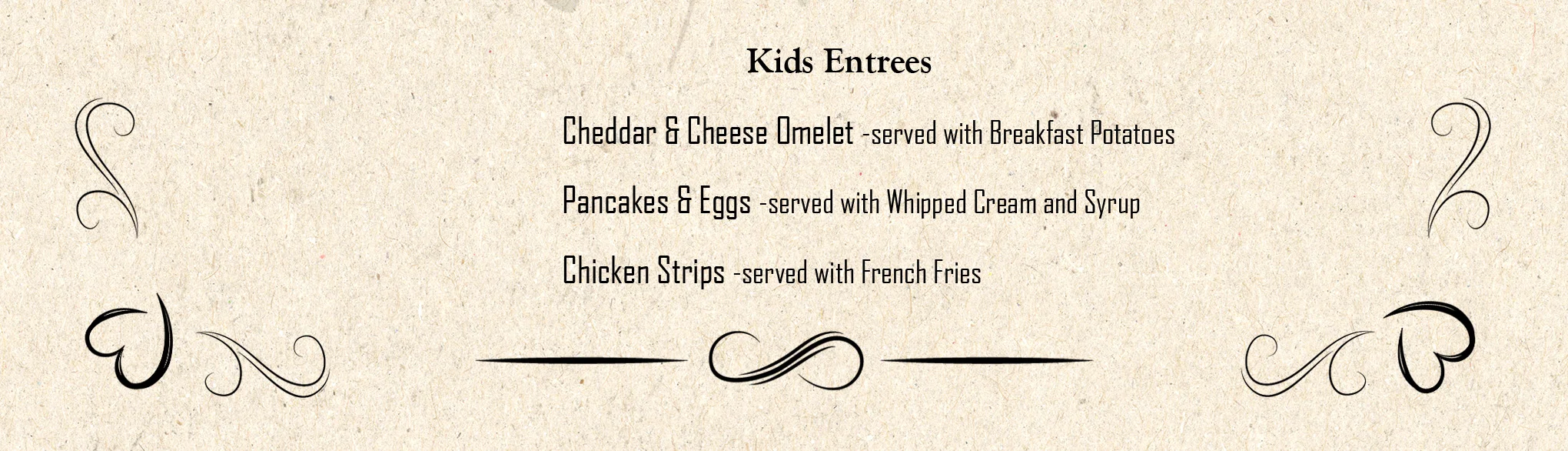 Mother's Day brunch menu featuring diverse dishes