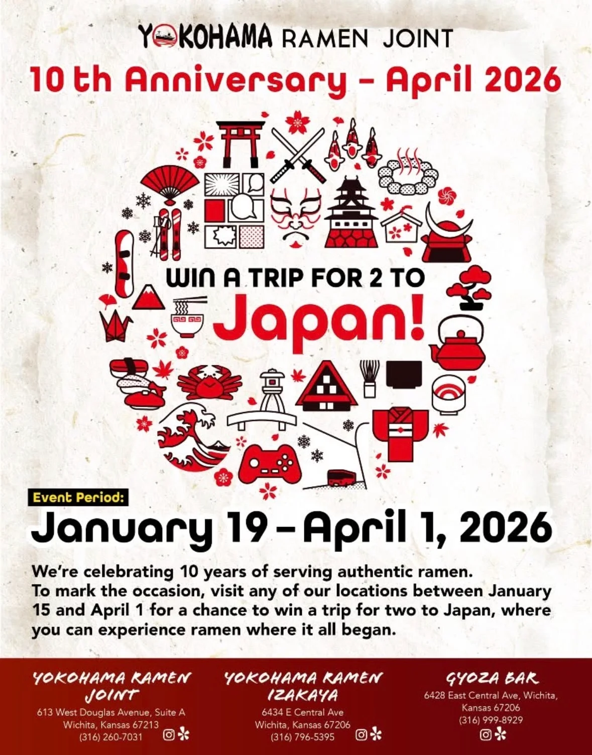 Celebrating 10th anniversary of Yokohama Ramen Joint with a Japan trip giveaway